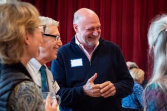 A group of people in conversation